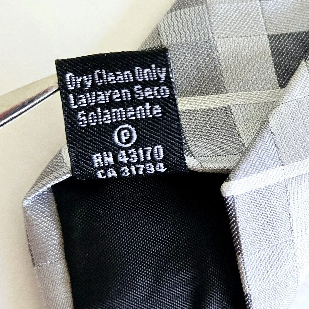 Van Heusen Silk Tie Gray Plaid Geometric Classic Retro Hand Made Stain Resistant